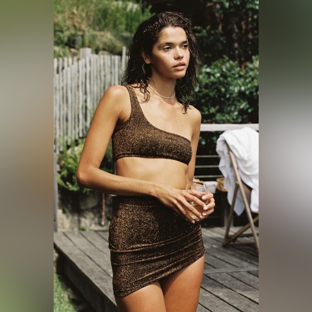 TRIANGL melrose skirt in Bronze Honey Sparkle